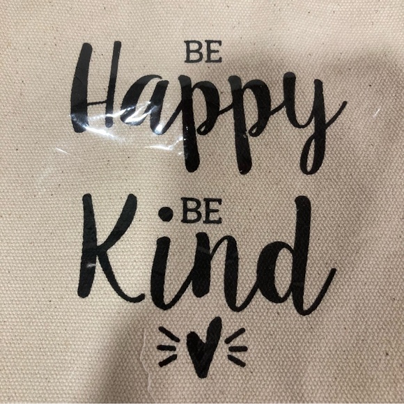 Be Happy Be Kind Canvas Makeup Pouch Zippered 9” x 6” - Picture 9 of 9